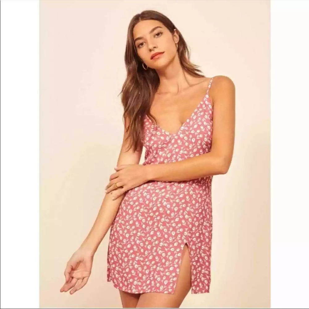 Reformation Marlowe Thigh Slit Mini Dress